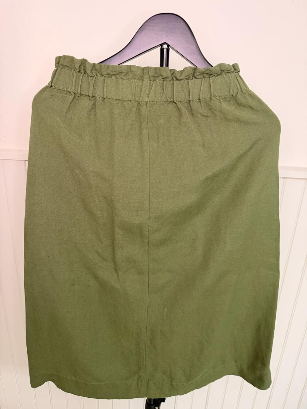 Madewell Olive Green Linen Button-Front Midi Skirt — XS